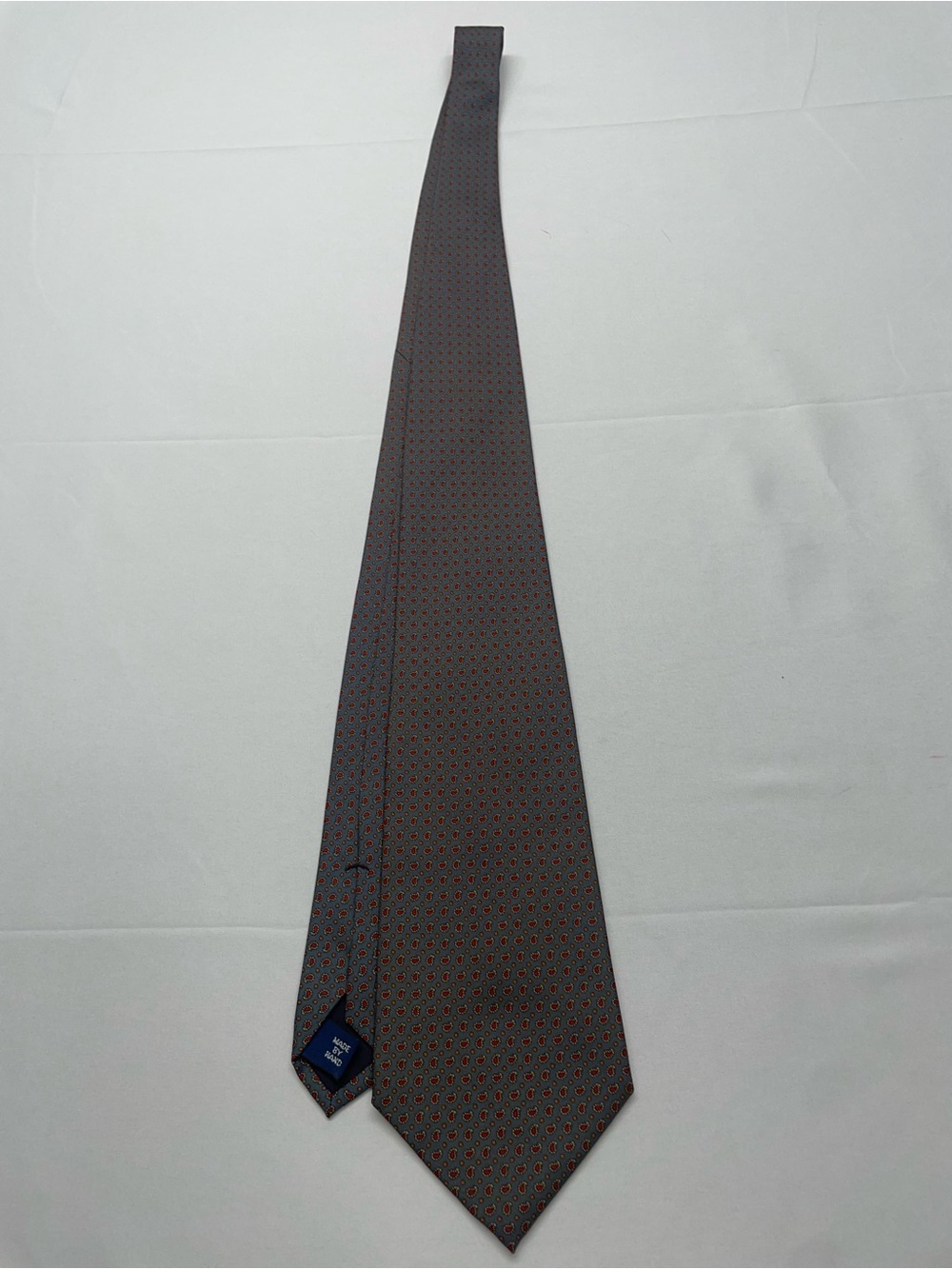 Vintage Polo by Ralph Lauren Handmade Tie Gray Red Foulard Necktie